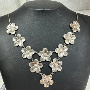 VINTAGE PAOLA VALENTINI Sterling silver dogwood poppy flower necklace